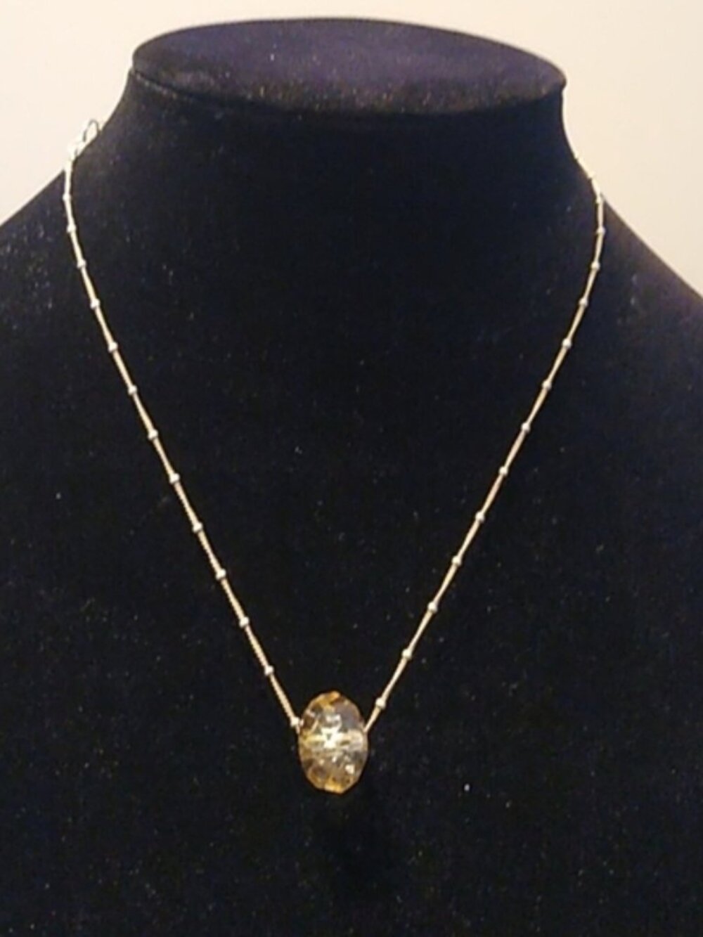 Crystal Ball on fine balled Chain, 925, adjustable